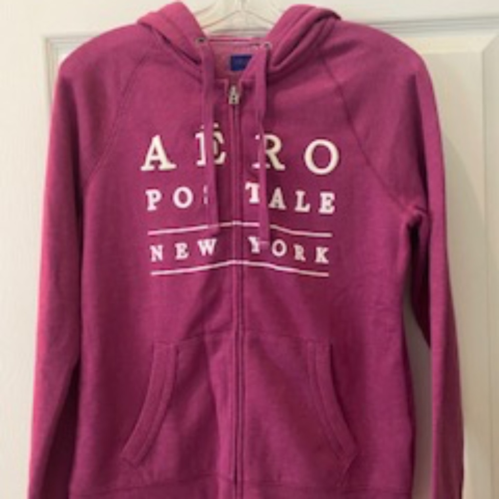 Aeropostle zippered hoodie sweatshirt magenta NWOT size Med